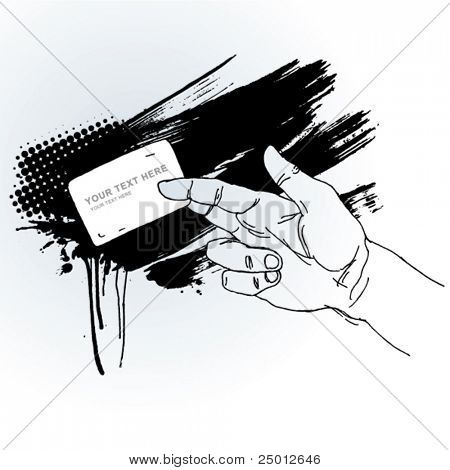 gezeichneten Banner auf Grunge hintergrund holding hand