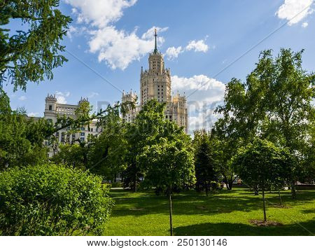 Ustyinsky Square And Skyscraper On A Kotelnicheskaya Embankment In Moscow, Russia