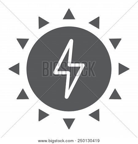 Solar Energy Glyph Icon, Ecology And Energy, Green Energy Sign, Vector Graphics, A Solid Pattern On 