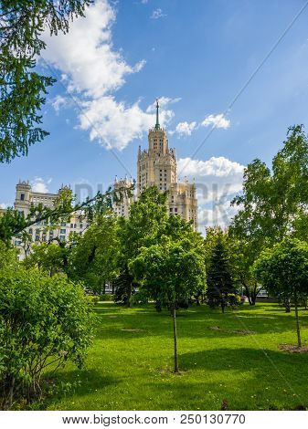 Ustyinsky Square And Skyscraper On A Kotelnicheskaya Embankment In Moscow, Russia