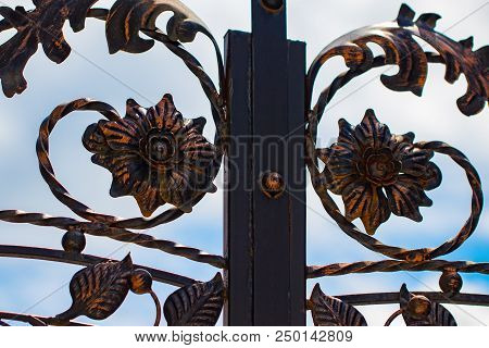 Ornate Wrought-iron Elements Of Metal Gate Decoration