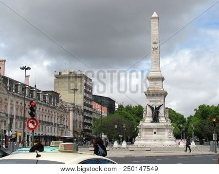 Lisbon, Portugal - April 22 , 2012: Restauradores Square, Urban Center Of The City