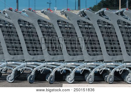 Wire Modern Supermarket Shopping Cart Symbol Of Consumerism