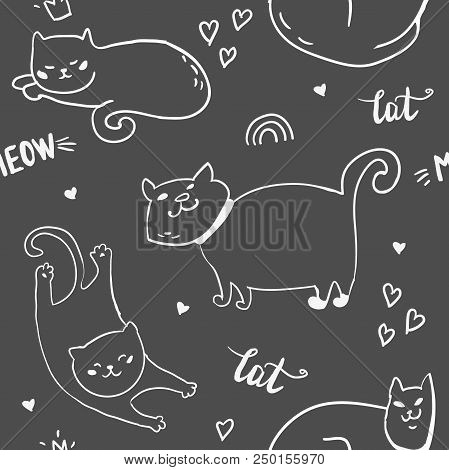 Childish Seamless Pattern With Hand Drawn Dogs. Trendy Scandinavian Vector Background. Perfect For K