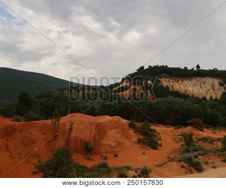 Rustrel, France - July 14, 2018: Photography Showing A Magnificent Landscape. The Photography Was Ta