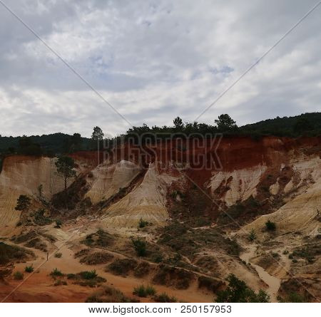 Rustrel, France - July 14, 2018: Photography Showing A Magnificent Landscape. The Photography Was Ta