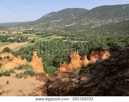 Rustrel, France - July 14, 2018: Photography Showing A Magnificent Landscape. The Photography Was Ta