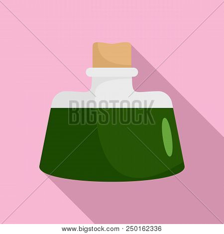 Dark Green Potion Icon. Flat Illustration Of Dark Green Potion Vector Icon For Web Design