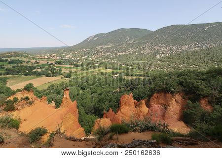 Rustrel, France - July 14, 2018: Photography Showing A Magnificent Landscape. The Photography Was Ta