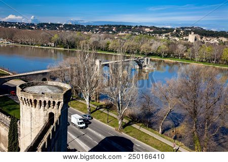 The Fortified City Of Avignon At The French Provence