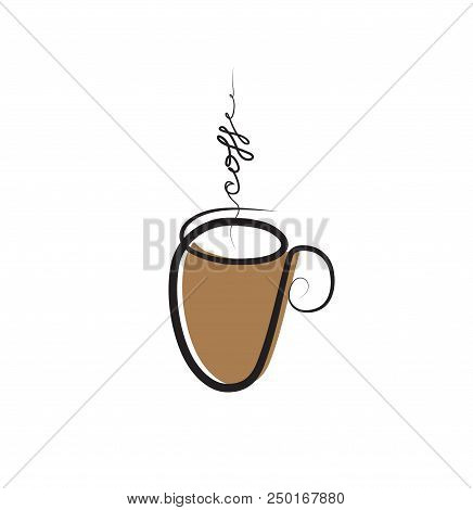 Cup of coffee drawing. Coffee logo , cafe icon. Vector clipart illustration