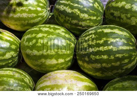 Market Counter With Delisios Watermelons.