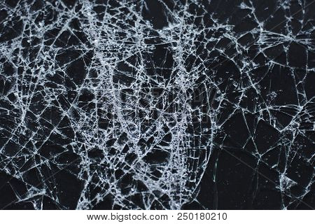 Cracked Touch Screen Phone, Background Texture. Web Banner