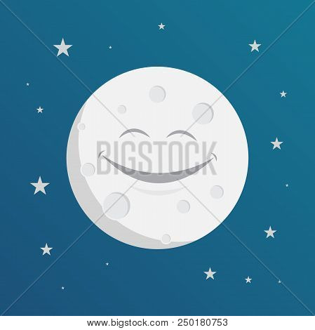 Happy Smiling Moon Design, Sky Vector Illustration