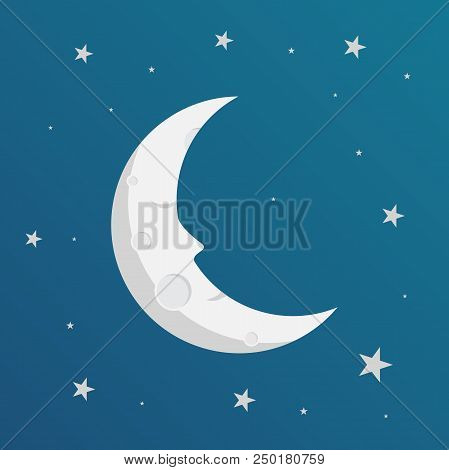 Design Illustrations Of The Moon Smile At Night