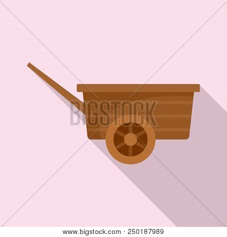 Wood Wheelbarrow Icon. Flat Illustration Of Wood Wheelbarrow Vector Icon For Web Design