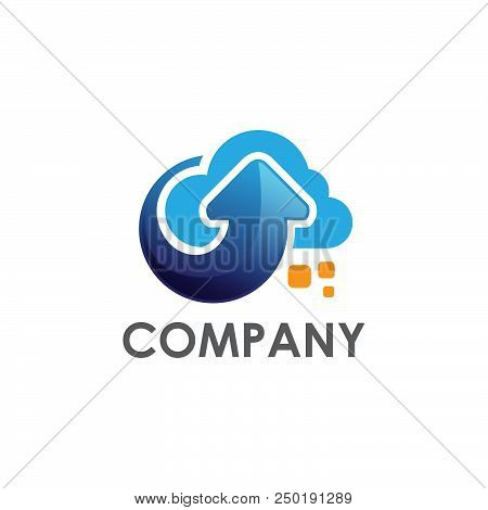 Abstract Cloud Arrow Logo Design Template Elements. 3d Abstract Logo. Business Corporate Cloud Logo 