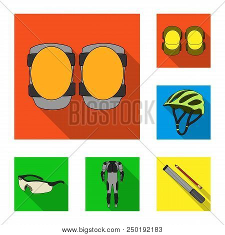 Bicycle Outfit Flat Icons In Set Collection For Design. Bicycle And Tool Vector Symbol Stock  Illust