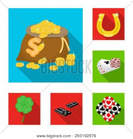 Casino And Equipment Flat Icons In Set Collection For Design. Gambling And Money Vector Symbol Stock