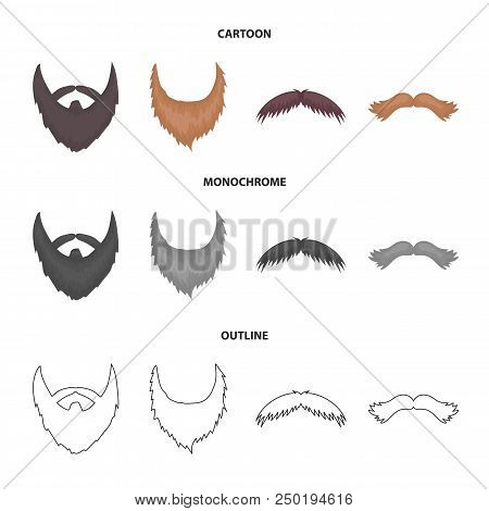 Mustache And Beard, Hairstyles Cartoon, Outline, Monochrome Icons In Set Collection For Design. Styl