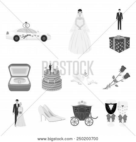 Wedding And Attributes Monochrome Icons In Set Collection For Design.newlyweds And Accessories Vecto