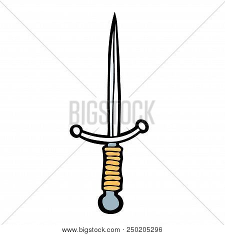 Cartoon Colored Image Of Dagger. Vector Illustration Isolated On White Background For Creating Sketc