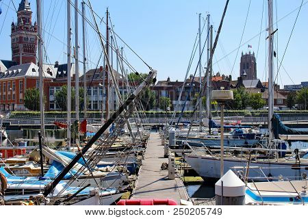 Sailboats And Yachts Moored At The Marina Of Dunkirk