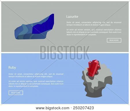 Lazurite And Ruby Blue And Pink To Blood-red Colored Gemstones, Variety Of Mineral Corundum. Cardina