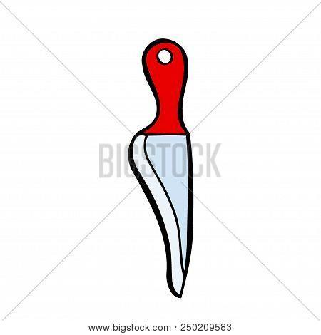 Old Steel Knife Shovel On White Parget Backdrop. Bright Grey Color Hand Drawn Stucco Darby Ladle Obj