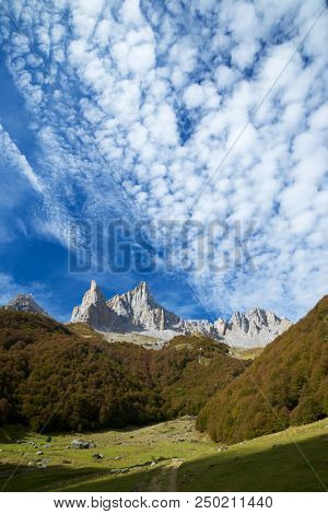 Aiguille Ansabere Peak in Lescun Cirque, Aspe Valley, Pyrenees, France.