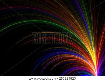 Bright Feathers - Glow Rainbow Fractal Art