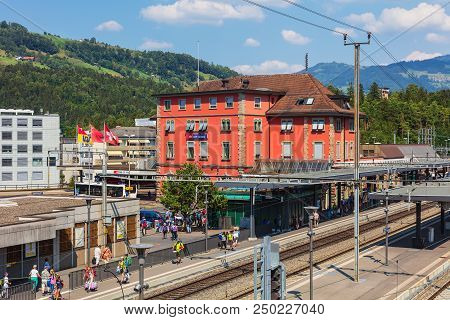 Arth-goldau, Switzerland - 19 July, 2018: The Arth-goldau Railway Station. Arth-goldau Railway Stati