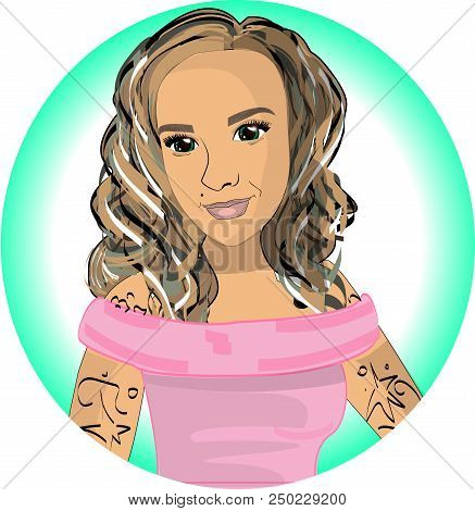 Girl In A Pink T-short Vector Eps 10