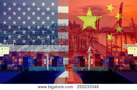 Concept Image Of  Usa-china Trade War, Economy Conflict, Us Tariffs On Exports To China, Trade Frict