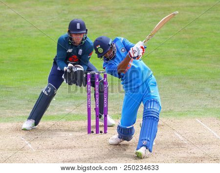 LEEDS, ENGLAND - JULY 17: Jos Buttler and Hardik Pandya during the 3rd Royal London One day International match between England and India at Headingley Cricket Ground on July 17, 2018 in  England.  