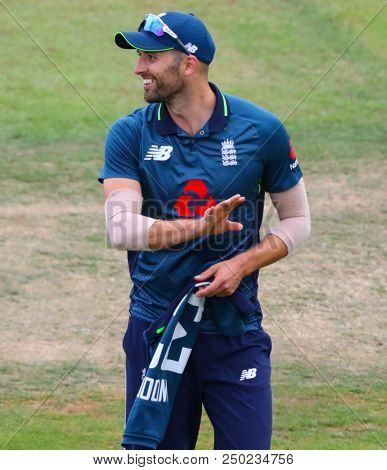 LEEDS, ENGLAND - JULY 17: Mark Wood during the 3rd Royal London One day International match between England and India at Headingley Cricket Ground on July 17, 2018 in  England.  