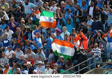 LEEDS, ENGLAND - JULY 17: India fans during the 3rd Royal London One day International match between England and India at Headingley Cricket Ground on July 17, 2018 in  England.  