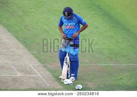 LEEDS, ENGLAND - JULY 17: Shardul Thakur during the 3rd Royal London One day International match between England and India at Headingley Cricket Ground on July 17, 2018 in  England.  