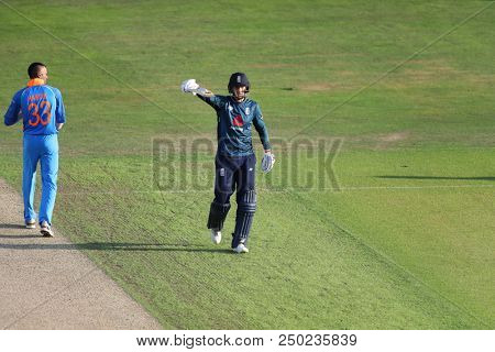 LEEDS, ENGLAND - JULY 17: Joe Root of England celebrates scoring a century during the 3rd Royal London One day International match between England and India at Headingley Cricket Ground