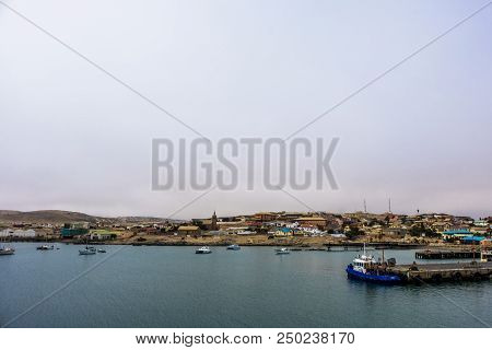 Luderitz, Namibia - March 23 2018: Looking Across The Bay To Remote Namibian Town Of Luderitz, Under
