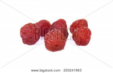 Dried Apricot Plum Fruits On White Background