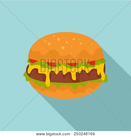 Cheeseburger Icon. Flat Illustration Of Cheeseburger Vector Icon For Web Design