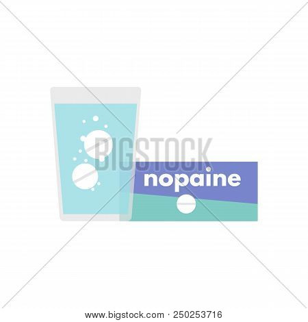 Effervescent Soluble Tablet. Pain Reliever, Analgesic Tablets Icon In Flat Style Design. Vector Illu