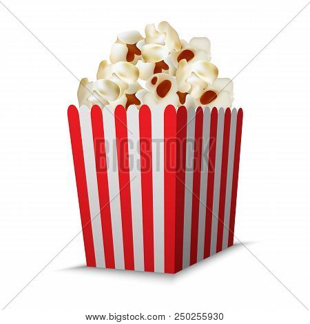Cinema Popcorn Box Mockup. Realistic Illustration Of Cinema Popcorn Box Vector Mockup For Web Design