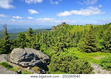 Summit of mountain Grosser Arber in National park Bavarian forest, Germany.