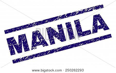 Manila Stamp Seal Watermark With Grunge Style. Blue Vector Rubber Print Of Manila Caption With Grung