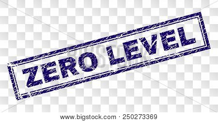 Zero Level Stamp Seal Print With Rubber Print Style And Double Framed Rectangle Shape. Stamp Is Plac