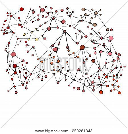 Hand-drawn Pattern Of Geometric Angular Shapes, Circles Triangles Joining Lines With Sticks