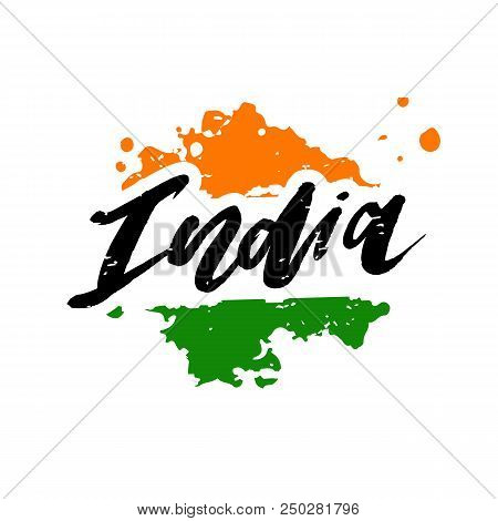 India Independence Day 15 August Lettering Calligraphy Vector