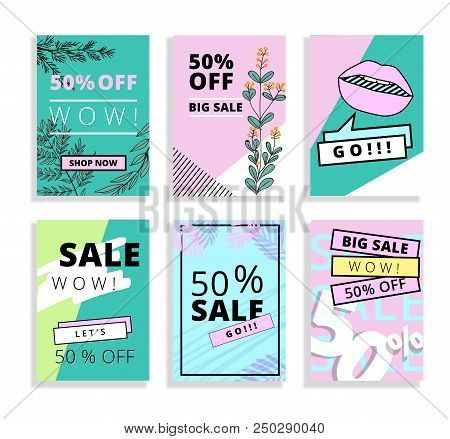 Summer Sales Banner Template With Tropical Leaves